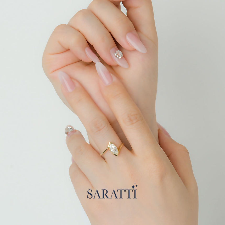 Tension Set Diamond Ring in Yellow Gold  | Saratti Jewelry