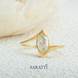 Yellow Gold 1 carat Marquise Diamond Engagement Ring | Saratti