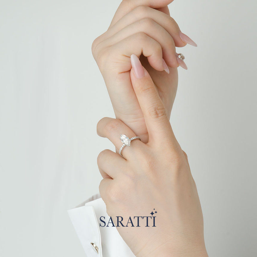 Custom Diamond Engagement Ring in Platinum with Natural or Lab Grown Diamond | Saratti Jewelry