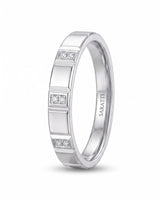 Matching diamond wedding ring set with elegant structure and luminous 18K white gold craftsmanship | SARATTI