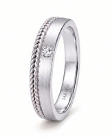 Matching wedding band set with classic structure and polished 18K white gold detailing | SARATTI