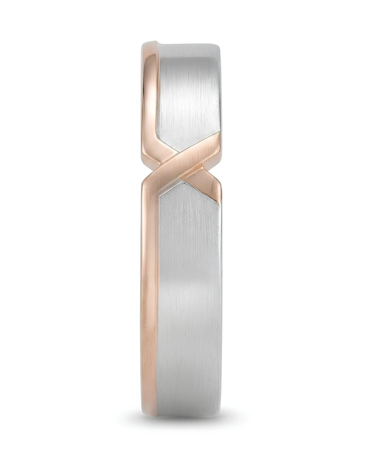 Matching wedding ring set with flowing ribbon curves and contrasting two tone gold craftsmanship - SARATTI