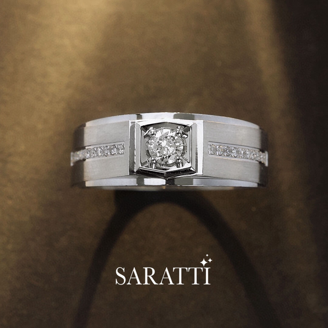Top view of the  Animus Meraki Diamond Ring for Men | Saratti 