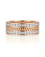 Men’s wedding band for marriage with rope motif and diamonds in 18K rose gold | SARATTI