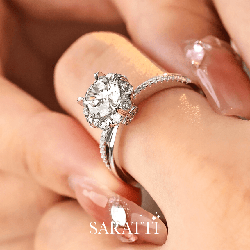 Fine Natural Diamond Halo Engagement Jewelry | Merida