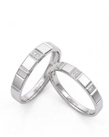 Midnight matching diamond wedding rings with refined polished design in platinum | SARATTI