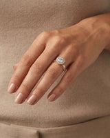 Mina Ethereal Halo natural diamond ring rear gallery view with pavé shoulders in 18K rose gold | SARATTI