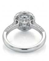 Mina Ethereal Halo natural diamond ring rear gallery view with pavé shoulders in 18K white gold | SARATTI
