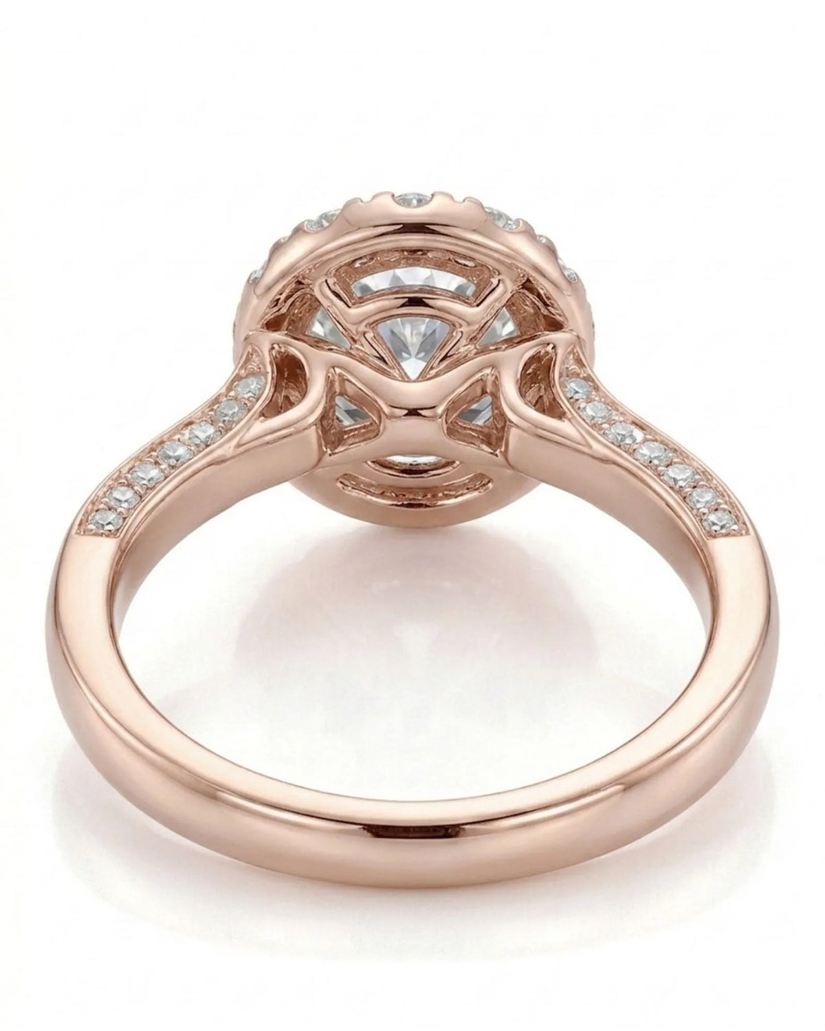 Mina Ethereal Halo natural diamond ring worn on hand in 18K rose gold | SARATTI