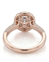 Mina Ethereal Halo natural diamond ring worn on hand in 18K rose gold | SARATTI