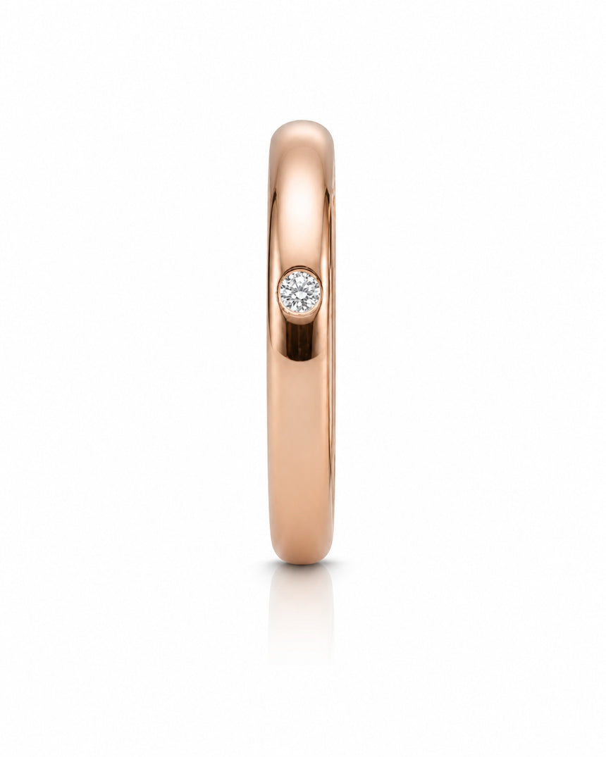 Minimal bezel set natural diamond ring in 18K Rose Gold | SARATTI