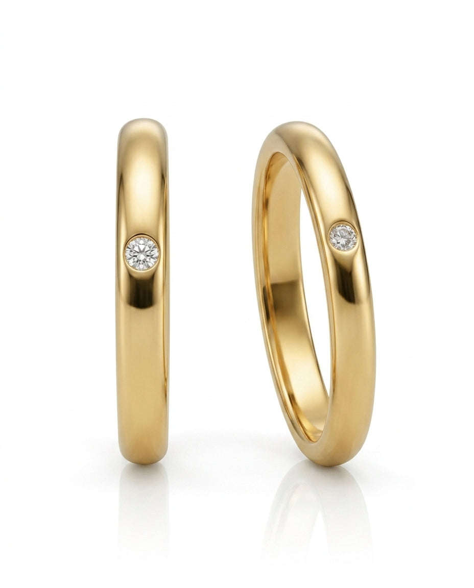Minimal bezel set natural diamond ring in 18K Yellow Gold | SARATTI