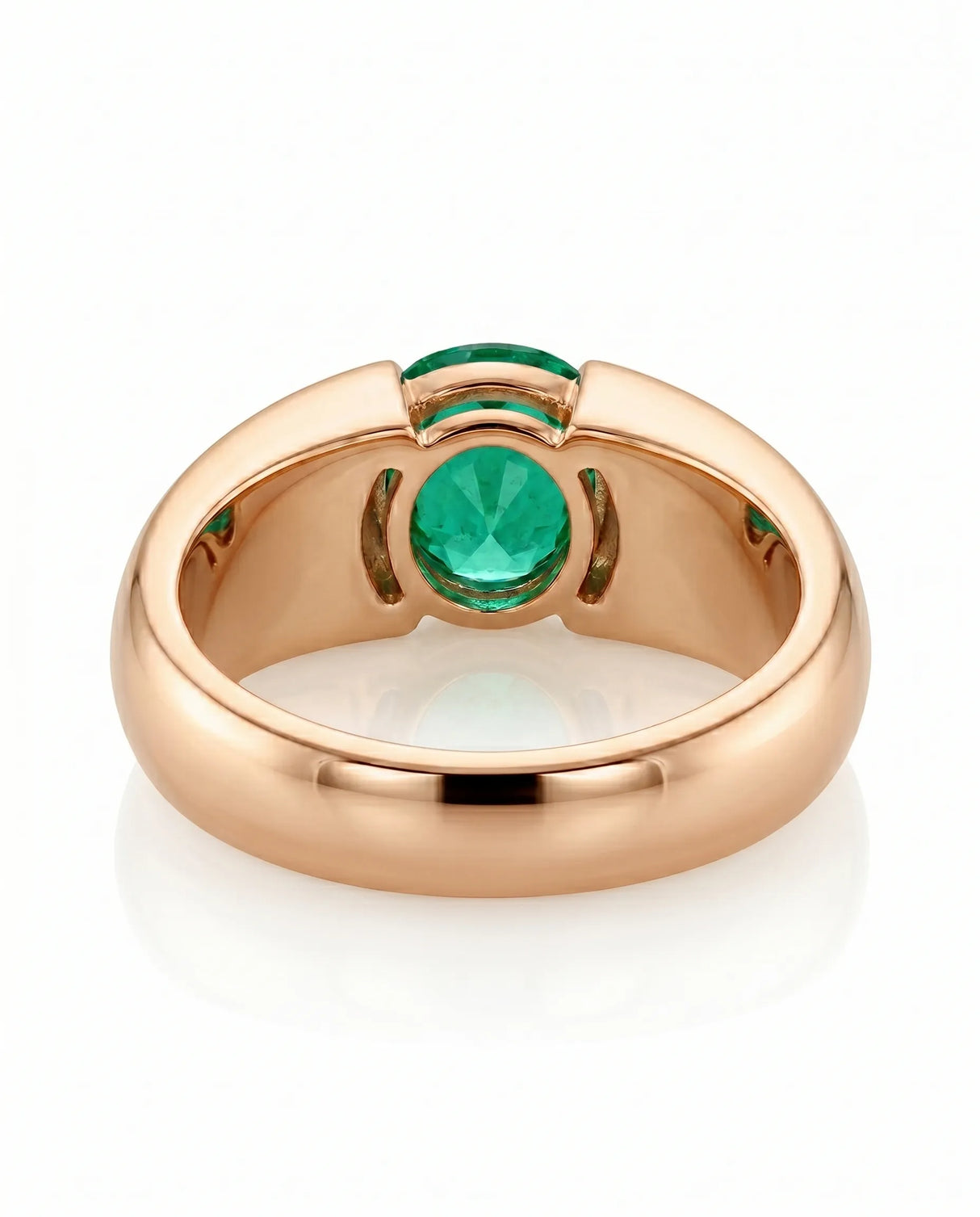 Minimal emerald statement ring in 18K rose gold | SARATTI
