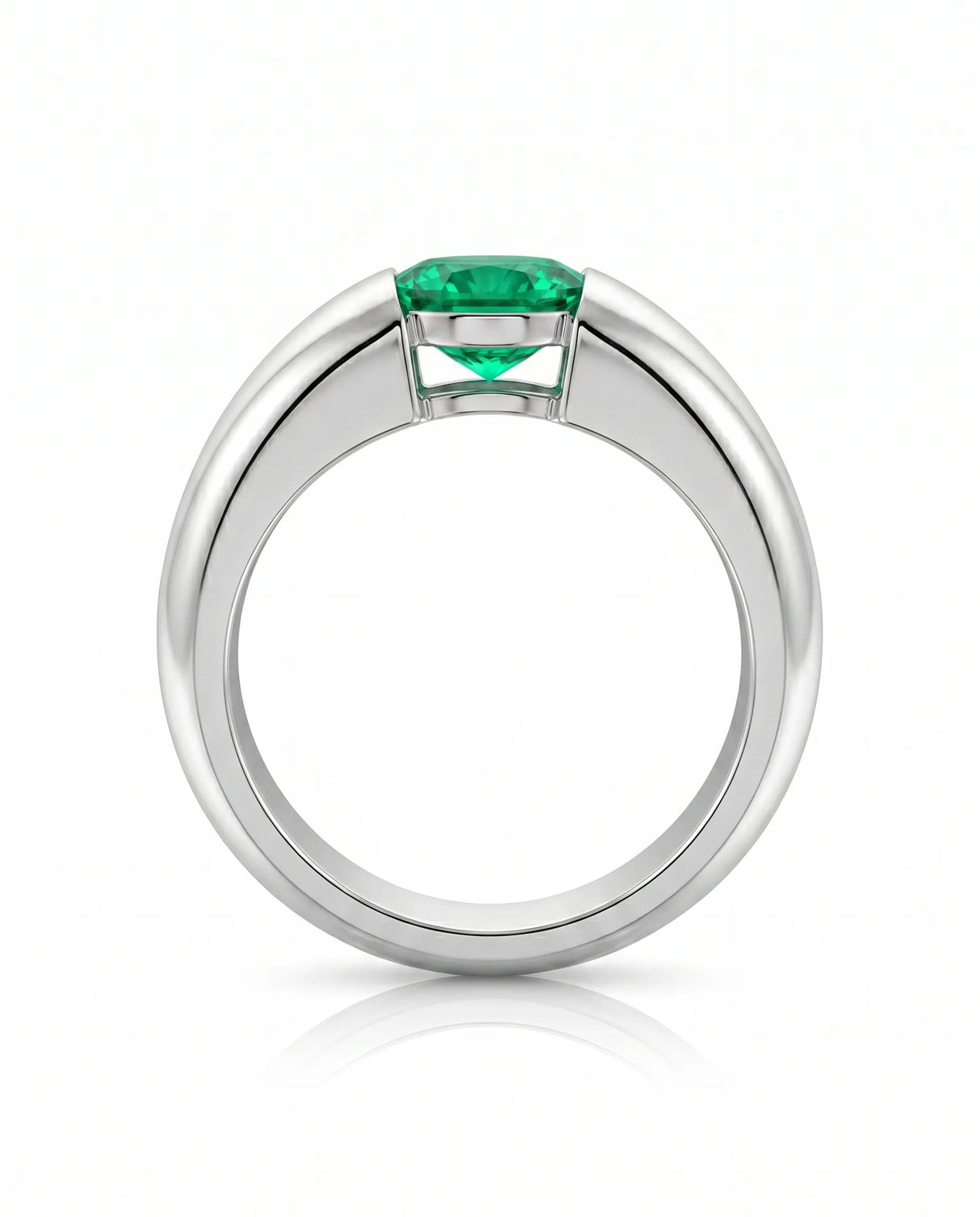 Minimal emerald statement ring in 18K white gold | SARATTI
