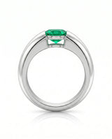 Minimal emerald statement ring in 18K white gold | SARATTI
