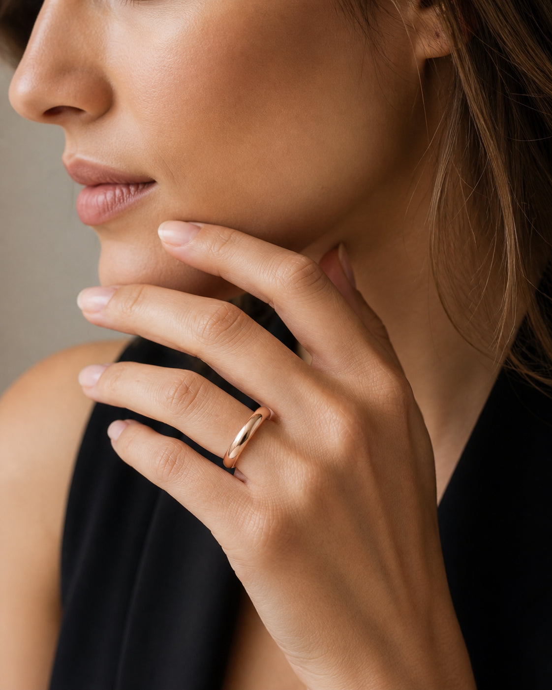 Minimal rounded bridal band in 18K Yellow Gold | SARATTI