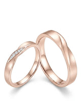 Mobius Promise his and hers wedding bands with endless twist design in polished 18K rose gold | SARATTI