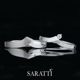 Architectural Wedding Band Set In 18K White Gold | Saratti