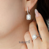 Modern Halo Moissanite Leverback Earrings | Saratti