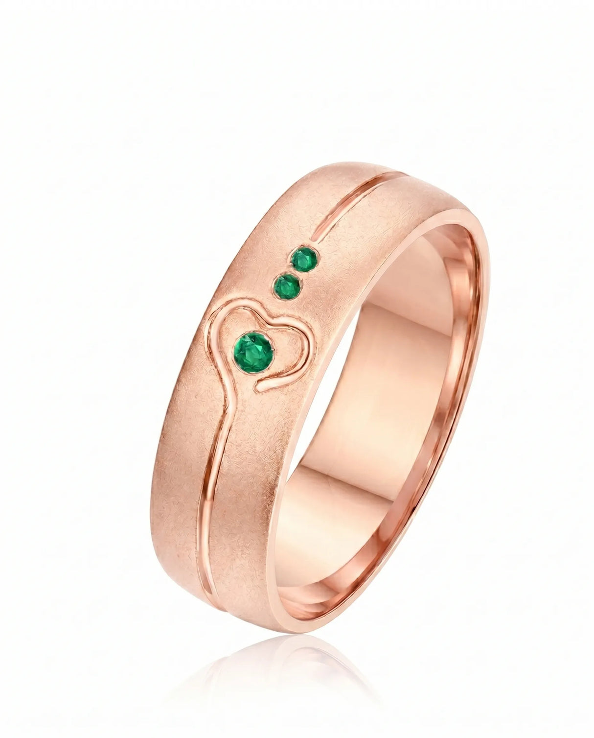 Modern emerald wide band ring in 18K rose gold | SARATTI
