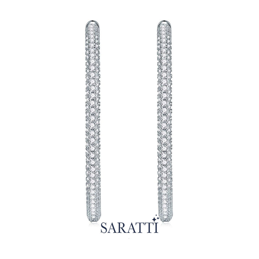 Moissanite Big Hoop Earrings in Silver| Saratti