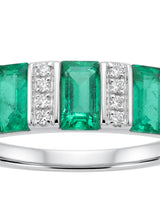 Mosaic Accord Natural Emerald & Diamond Band Ring White gold