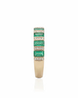 Mosaic Accord natural emerald and diamond band in 18K Yellow Gold | SARATTI