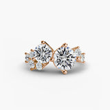 Architectural dual round diamond ring setting VS clarity side stones | SARATTI