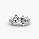 Dual round diamond engagement ring setting in 18K yellow gold | SARATTI