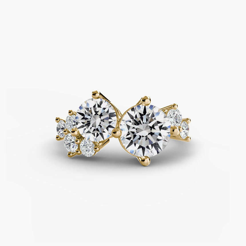 Dual round diamond engagement ring setting in 18K rose gold | SARATTI
