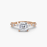 Radiant cut pavé cathedral engagement ring setting rose gold | SARATTI
