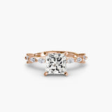 Princess cut pavé cathedral engagement ring setting rose gold | SARATTI