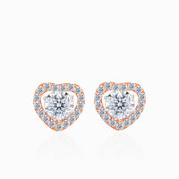 Rose Gold Heart Shaped Diamond Stud Earrings