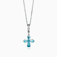 Celestial Cross – Natural Aquamarine Necklace