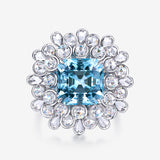 Real Aquamarine and Diamond 18K White Gold | Saratti Jewelry