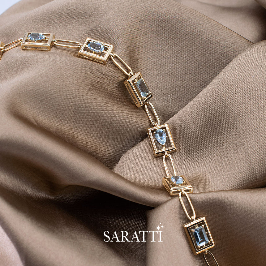 Genuine and Elegant 100% Ethically Sourced Eearth Mined Aquamarine Bracelet - Saratti Jewelry