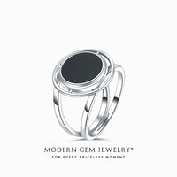 Split Shank Round Black Natural Onyx Ring