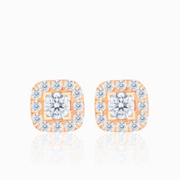 Etoile Carré Rose Gold Square Shaped Diamond Earrings