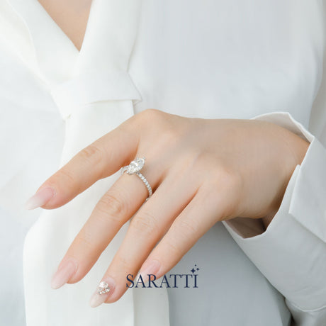 Marquise Shaped Diamond Engagement Ring | Saratti Jewelry