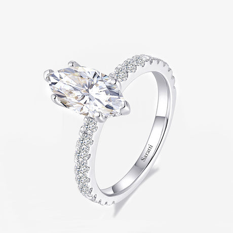 Marquise Diamond Engagement Ring in White Gold | Saratti Jewelry