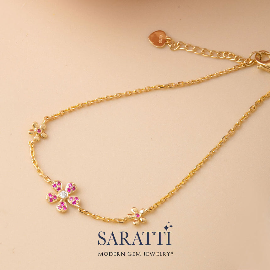 Etoile de Passion Diamond and Pink Sapphire Bracelet | Saratti Fine Jewelry 