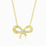 Yellow Gold Ribbon Design 18K Gold Diamond Drop Necklace | Saratti 