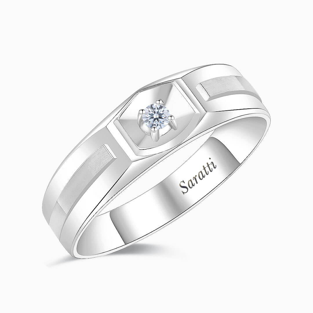 Six Paths Diamond solitaire ring for men minimalist luxury in platinum | SARATTI