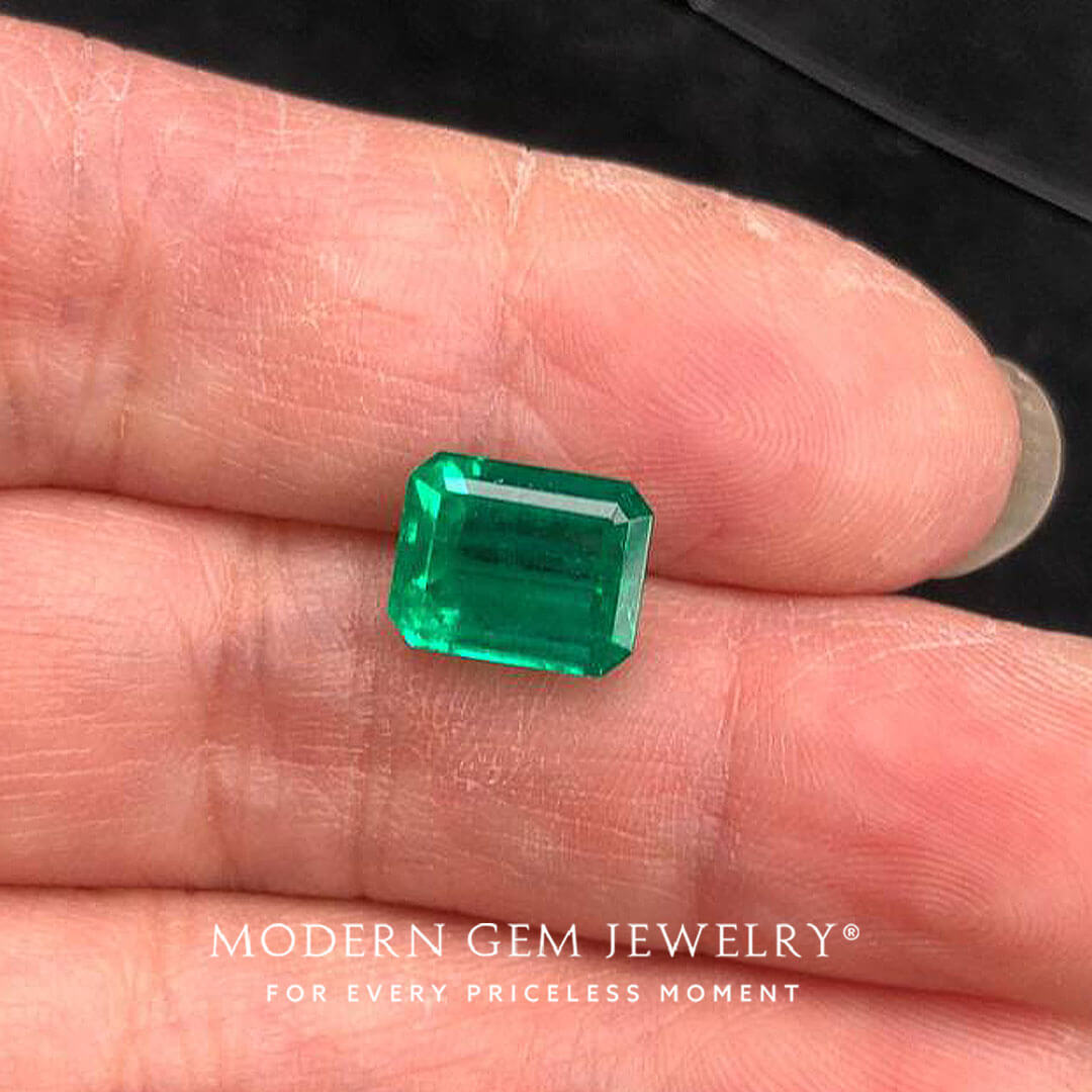 2.66 Carats Step Cut Muzo Green Natural Emerald Gemstone