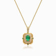 Midori Fortress Natural Emerald and Diamond Vintage Inspired Necklace | Saratti Jewelry
