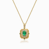 Midori Fortress Natural Emerald and Diamond Vintage Inspired Necklace | Saratti Jewelry