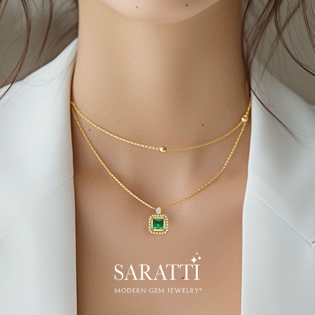 Natural emerald pendant necklace for timeless beauty | Saratti Jewelry