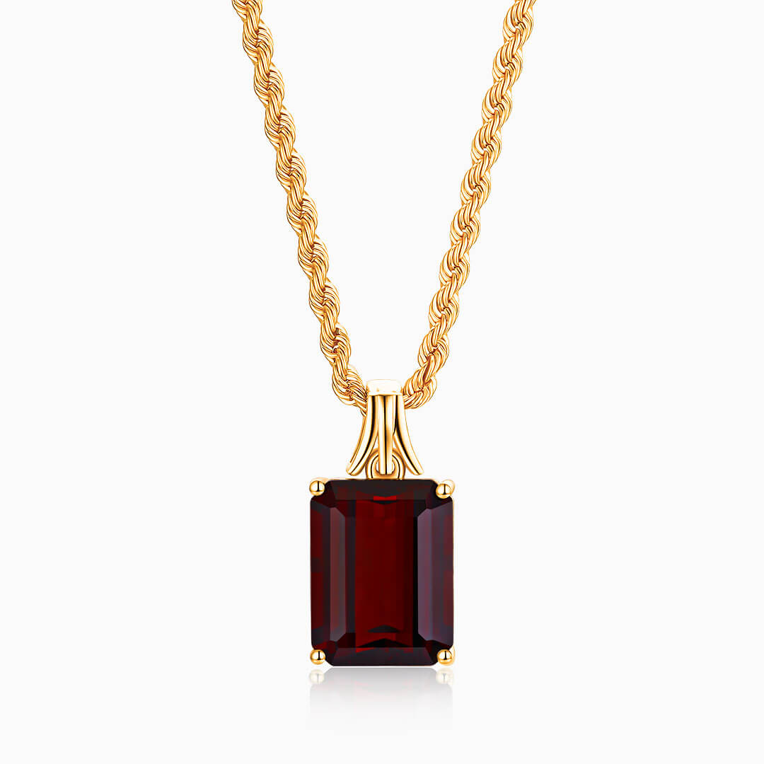  Crimson Knight Garnet Necklace in Rose Gold | Saratti 