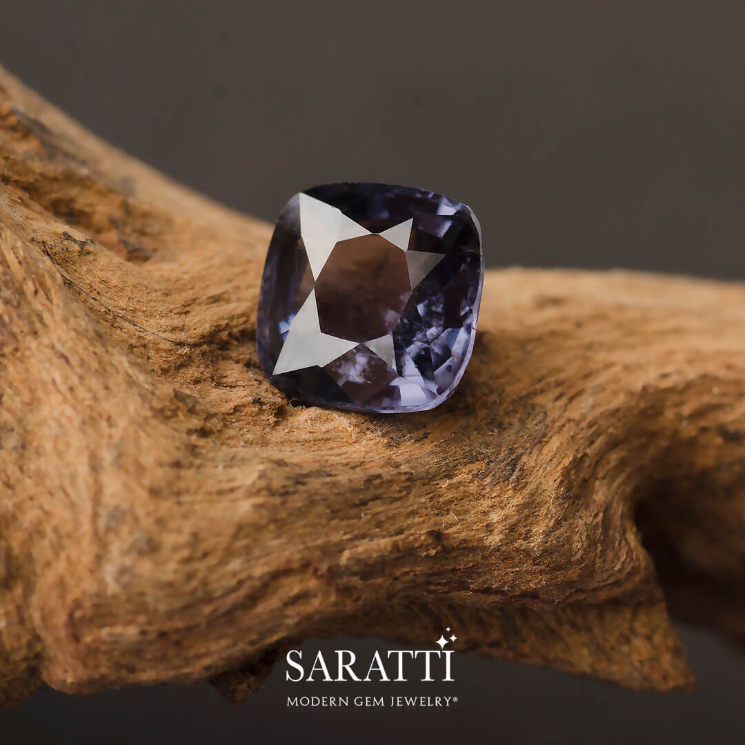 Elegant Cushion Cut Spinel in Delicate Lilac Hue | Modern Gem Jewelry | Saratti