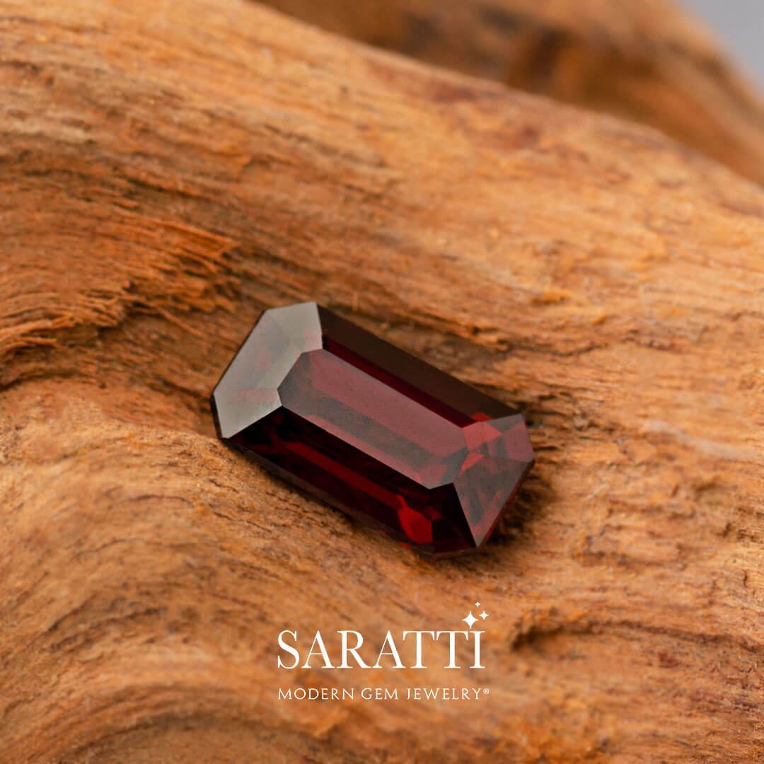 1.19 Carat Rectangular Spinel in Natural Red| Modern Gem Jewelry | Saratti